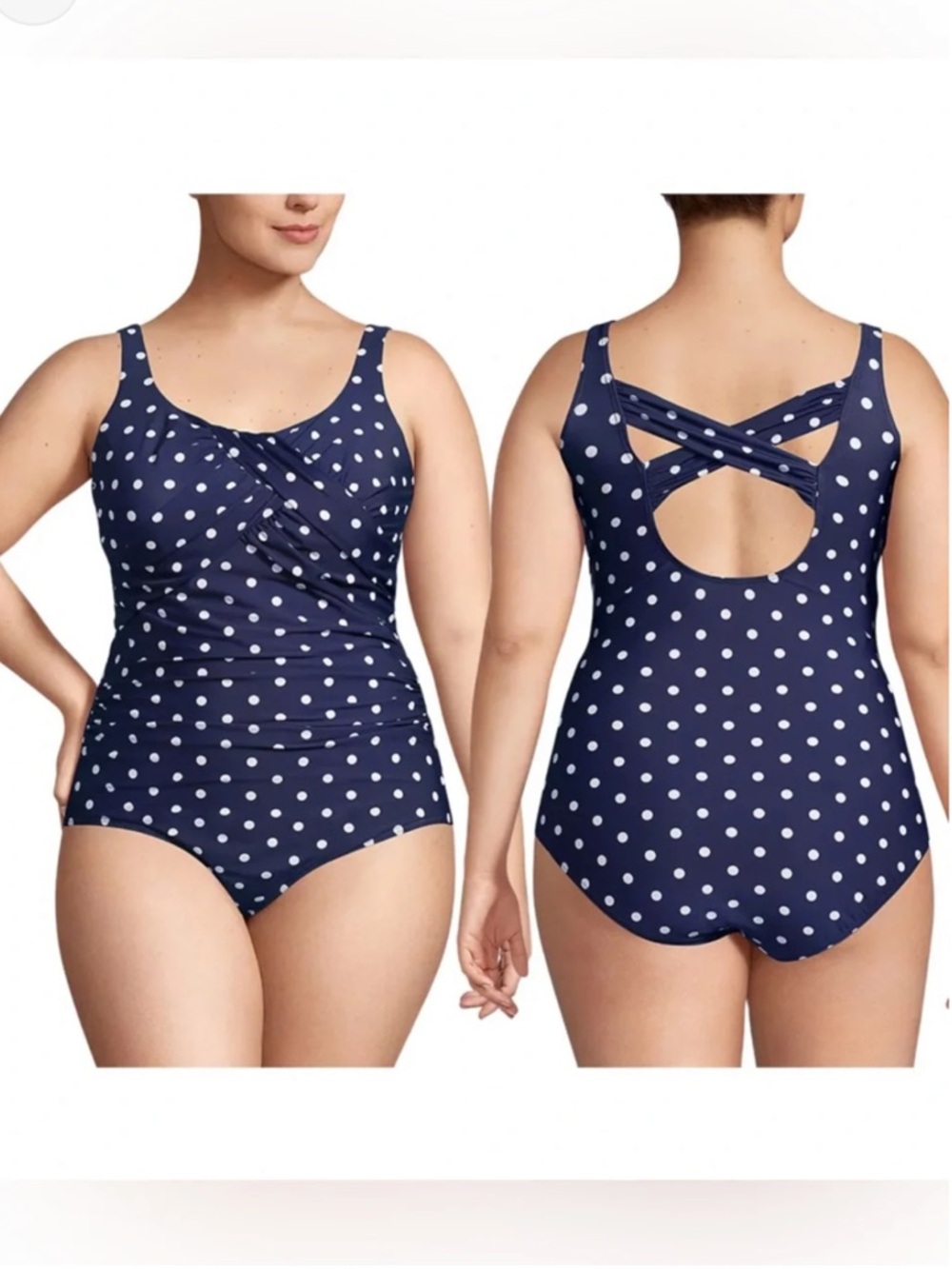 MAKE AN OFFER - LANDS END Shaping Compression Polka Dot One-Piece Swimsuit